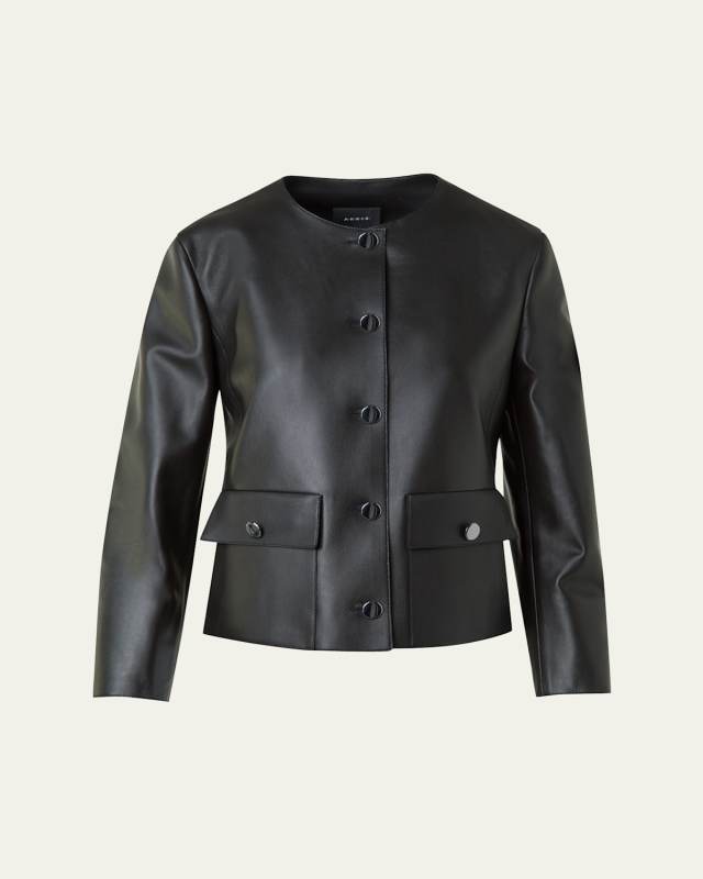 Lamb Nappa Leather Collarless Jacke†